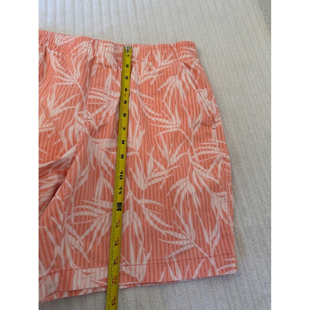 Lands End Womens Shorts Size 8 Coral Pink Tropical Leaf Print Mid Rise Cotton - Picture 11 of 15